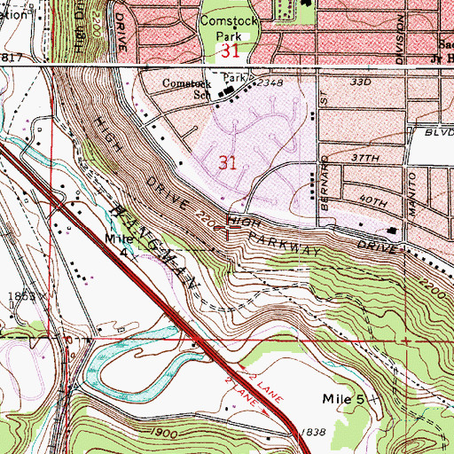 Topographic Map of High Drive Parkway, WA