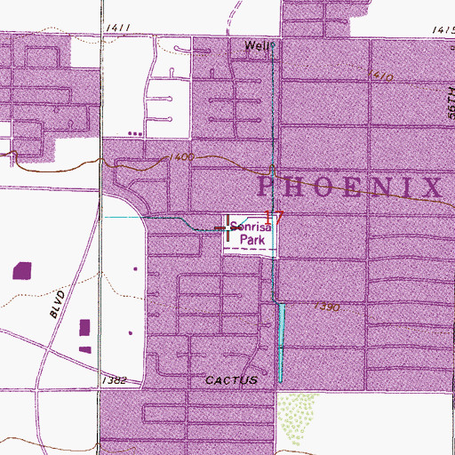 Topographic Map of Sonrisa Park, AZ