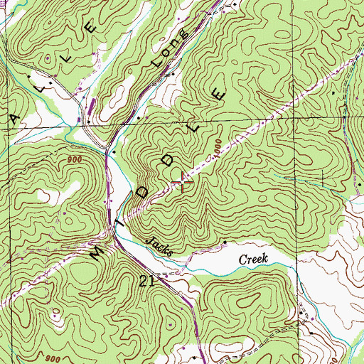 Topographic Map of The Middle Ridges, AL