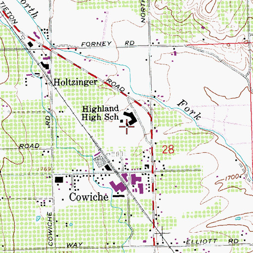 Topographic Map of Highland High School, WA