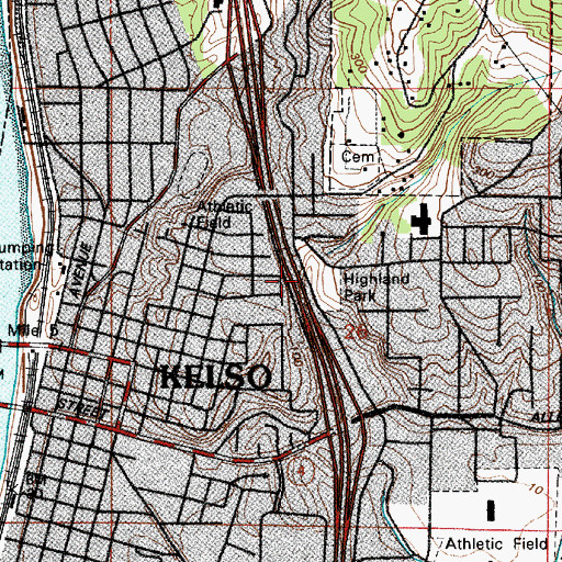 Topographic Map of Highland Park, WA