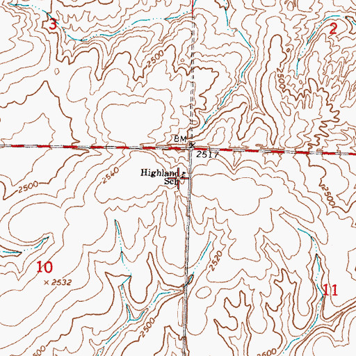 Topographic Map of Highland School, WA