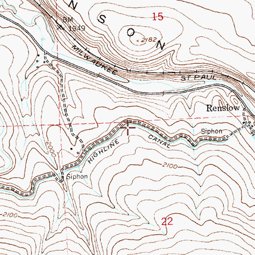 Topographic Map of Highline Canal, WA