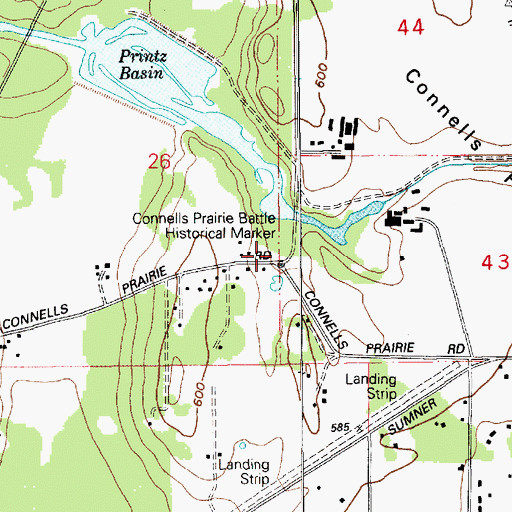 Topographic Map of Historical Marker Connels Prairie Battle, WA