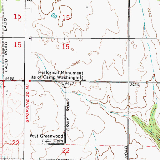 Topographic Map of Historical Monument, WA