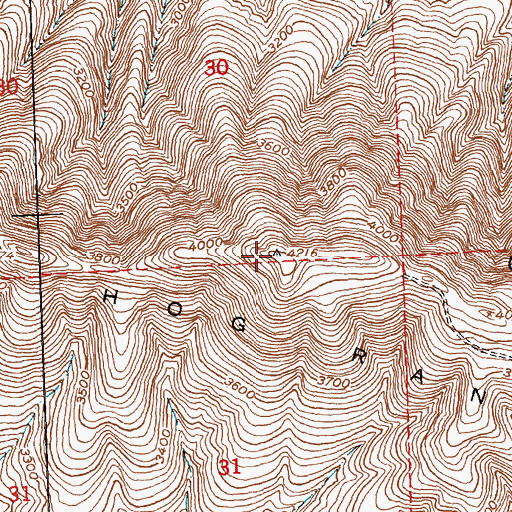 Topographic Map of Hog Ranch Buttes, WA