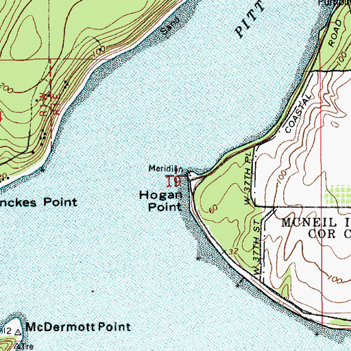 Topographic Map of Hogan Point, WA