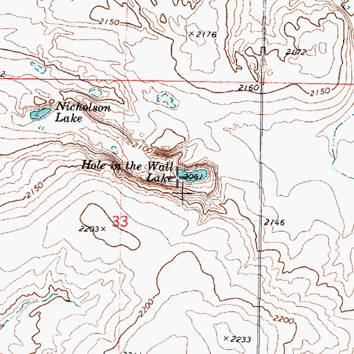 Topographic Map of Hole in the Wall Lake, WA