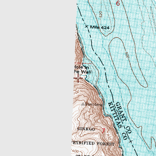 Topographic Map of Hole in the Wall, WA