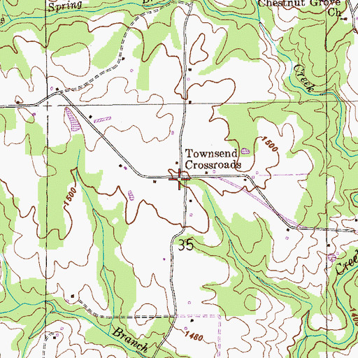 Topographic Map of Townsend Crossroads, AL