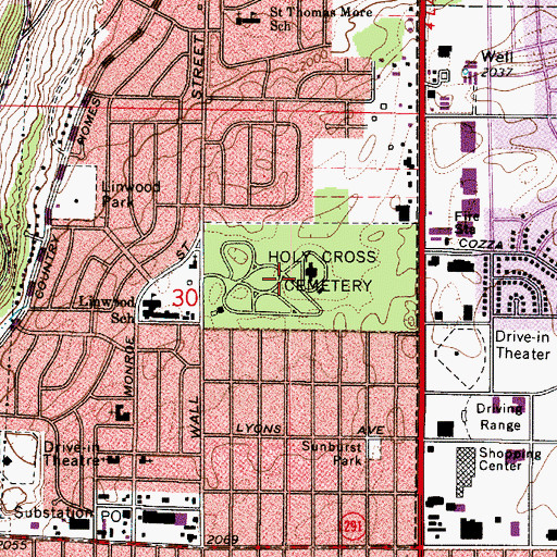 Topographic Map of Holy Cross Cemetery, WA