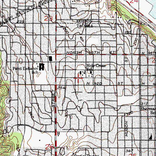 Topographic Map of Holy Cross School, WA