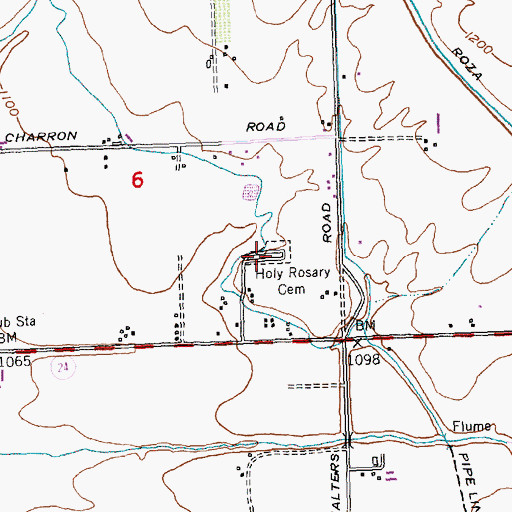 Topographic Map of Holy Rosary Cemetery, WA