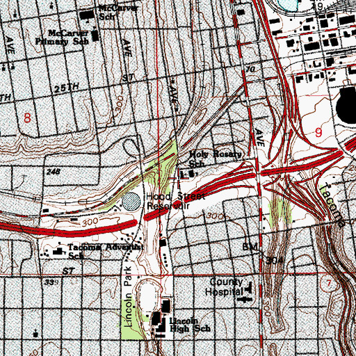 Topographic Map of Holy Rosary School, WA