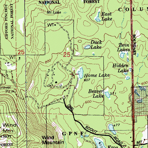 Topographic Map of Home Lake, WA