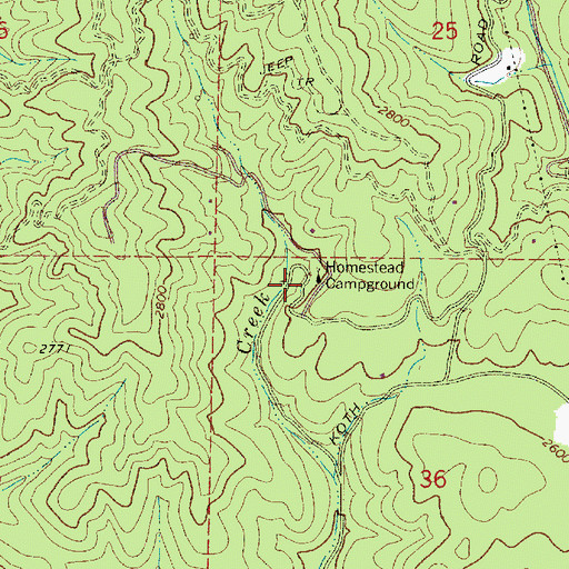 Topographic Map of Homestead Campground, WA