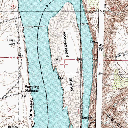 Topographic Map of Homestead Island, WA