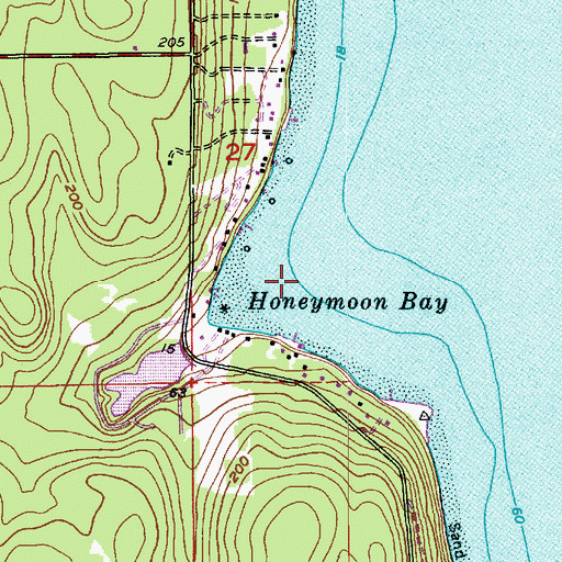 Topographic Map of Honeymoon Bay, WA