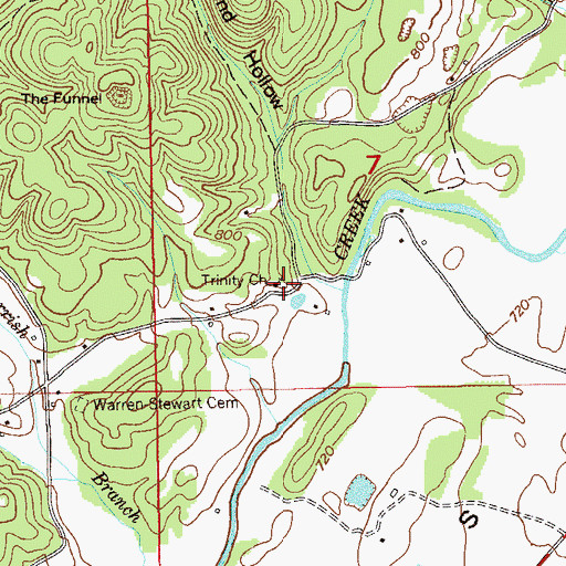 Topographic Map of Trinity Church, AL