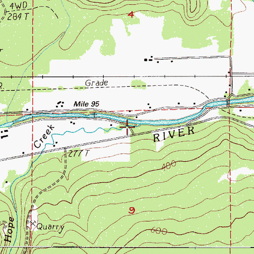 Topographic Map of Hope Creek, WA