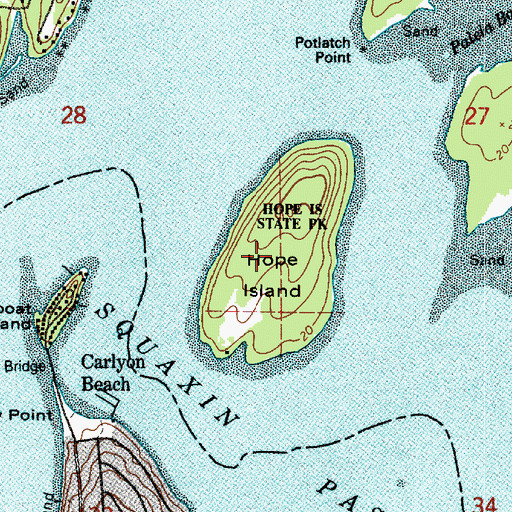 Topographic Map of Hope Island, WA