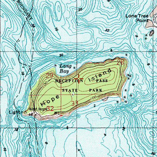 Topographic Map of Hope Island, WA
