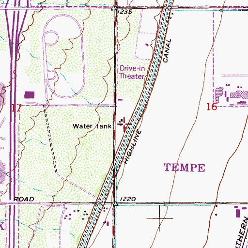 Topographic Map of South Highline Lateral Canal, AZ