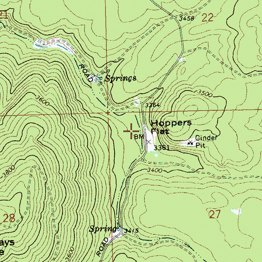 Topographic Map of Hoppers Flat, WA