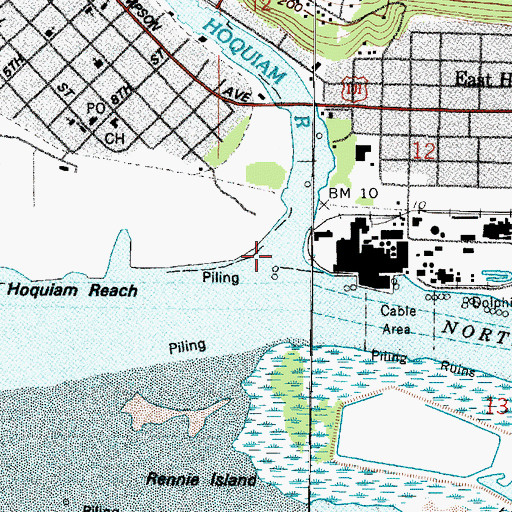 Topographic Map of Hoquiam River, WA