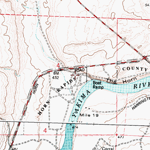 Topographic Map of Horn Rapids County Park, WA
