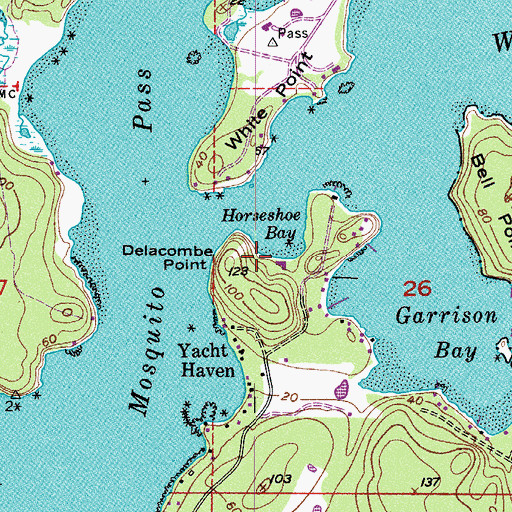 Topographic Map of Horseshoe Bay, WA