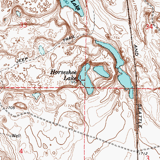 Topographic Map of Horseshoe Lake, WA