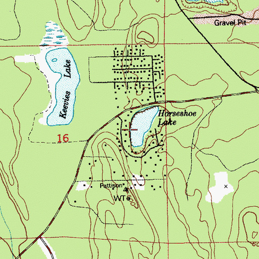 Topographic Map of Horseshoe Lake, WA