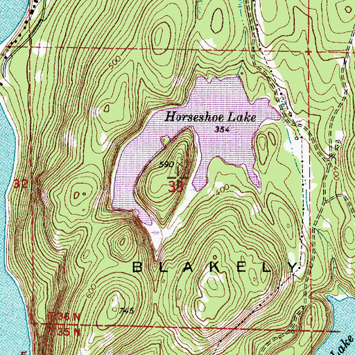 Topographic Map of Horseshoe Lake, WA