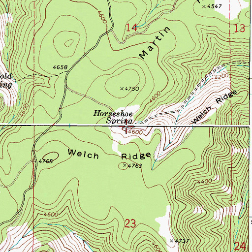 Topographic Map of Horseshoe Spring, WA