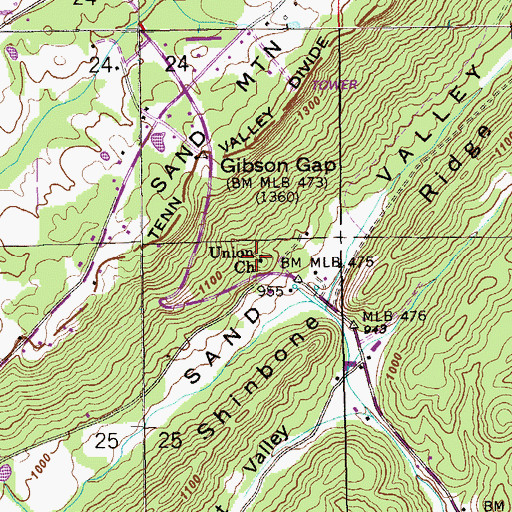 Topographic Map of Union Church, AL
