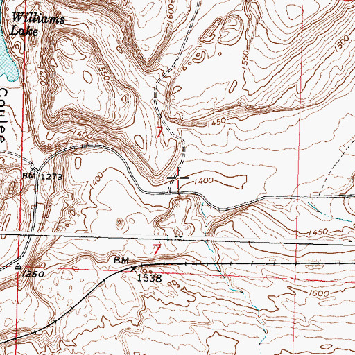 Topographic Map of Hudson Coulee, WA