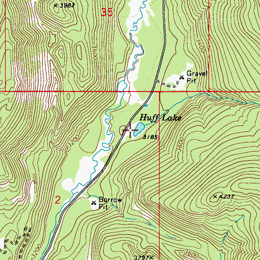Topographic Map of Huff Lake, WA