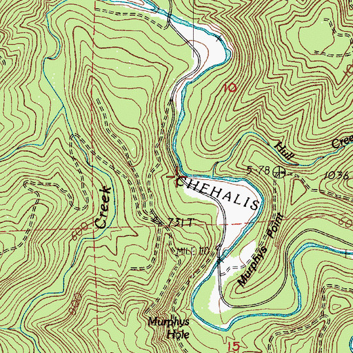 Topographic Map of Hull Creek, WA