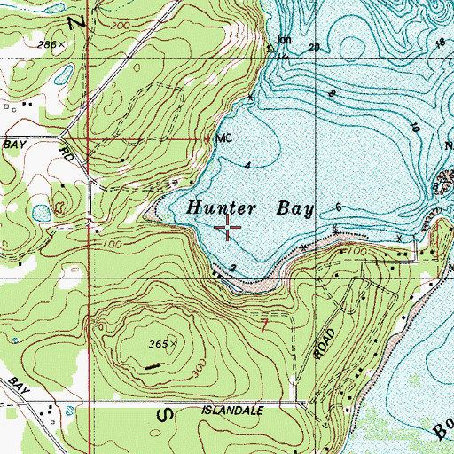 Topographic Map of Hunter Bay, WA