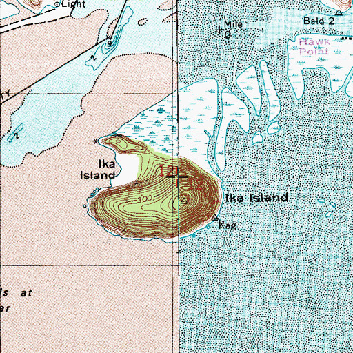 Topographic Map of Ika Island, WA
