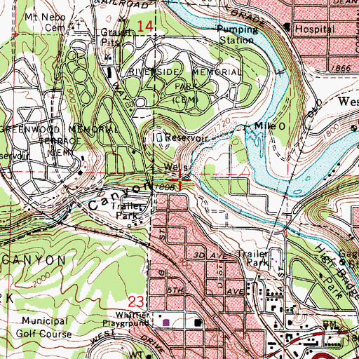 Topographic Map of Indian Canyon, WA