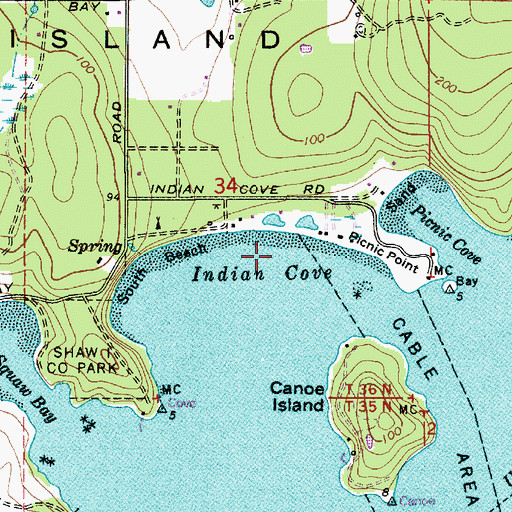 Topographic Map of Indian Cove, WA