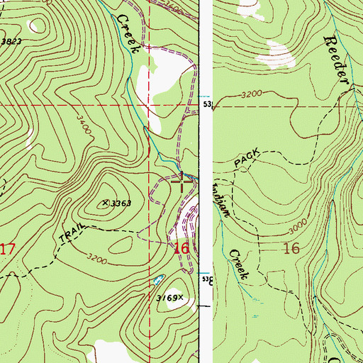 Topographic Map of Indian Creek, WA