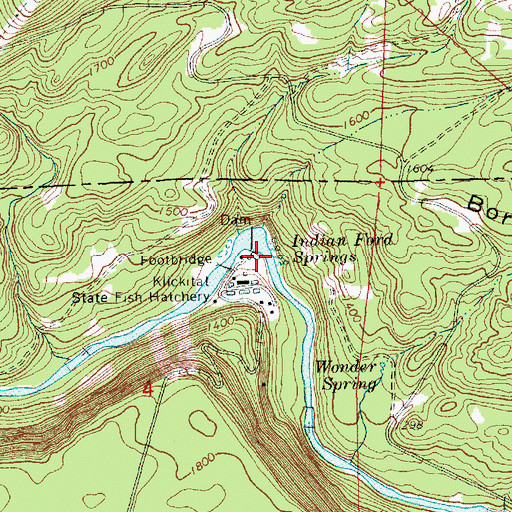 Topographic Map of Indian Ford Springs, WA