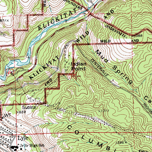 Topographic Map of Indian Point, WA