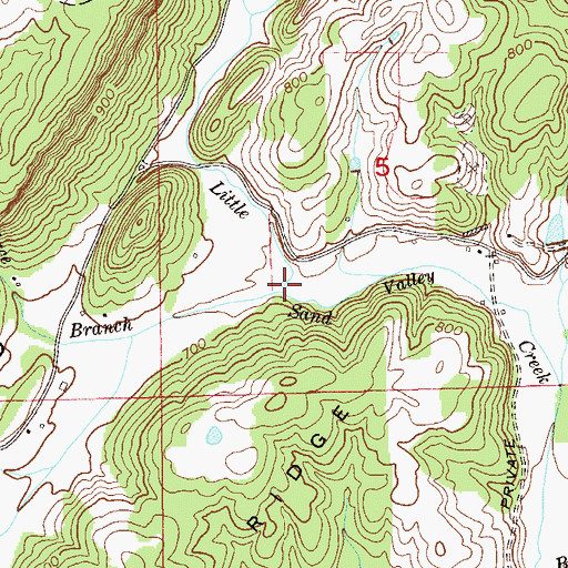Topographic Map of Wallace Branch, AL
