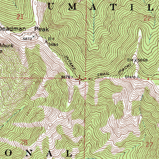 Topographic Map of Intake Trail, WA