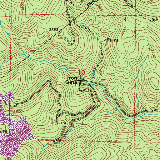 Topographic Map of Iron Gate, WA
