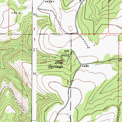 Topographic Map of Iron Springs, WA